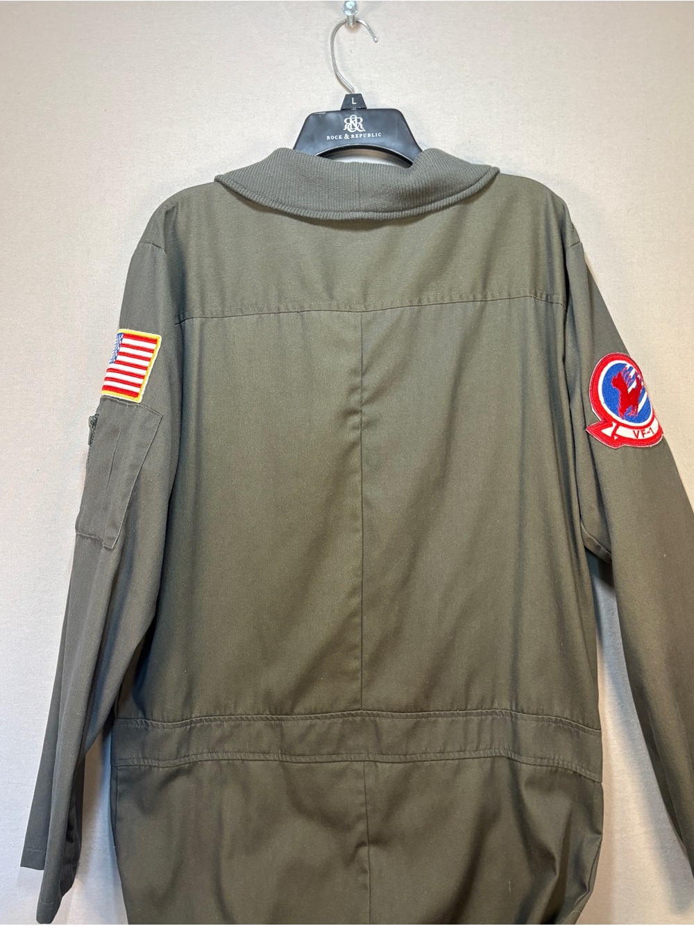 HALLOWEEN Adult Top Gun Flight Suit Costume w/ Mavrick & Goose Patches Large - Picture 5 of 13